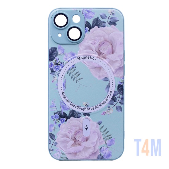 Capa Magnética com Desenho de Flores para Apple iPhone 14 Verde